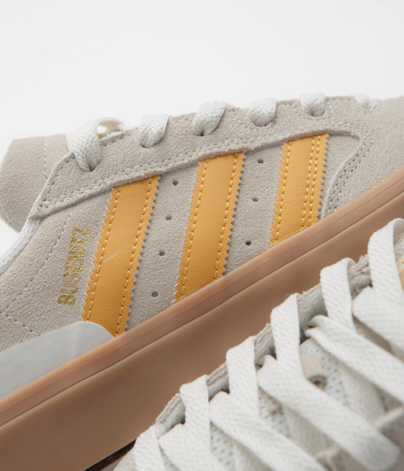 Adidas Busenitz Vulc II Shoes in Crystal White and Preloved Yellow / Gold Metallic