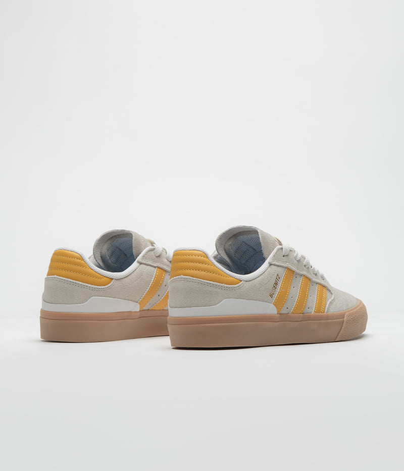 Adidas Busenitz Vulc II Shoes in Crystal White and Preloved Yellow / Gold Metallic