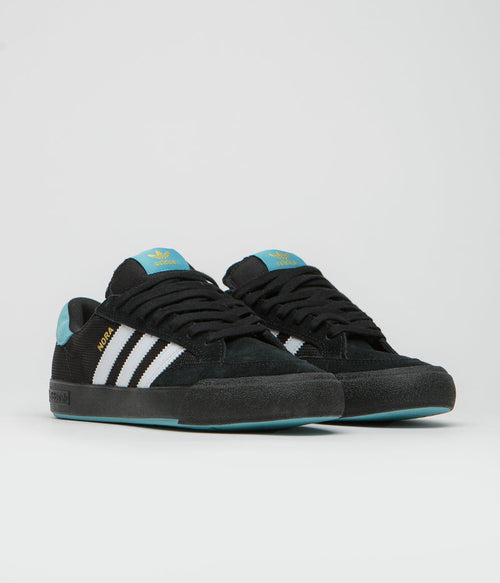 Adidas Nora Shoes in Core Black and FTWR White / Gold Metallic / Blue