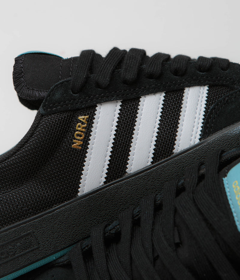 Adidas Nora Shoes in Core Black and FTWR White / Gold Metallic / Blue