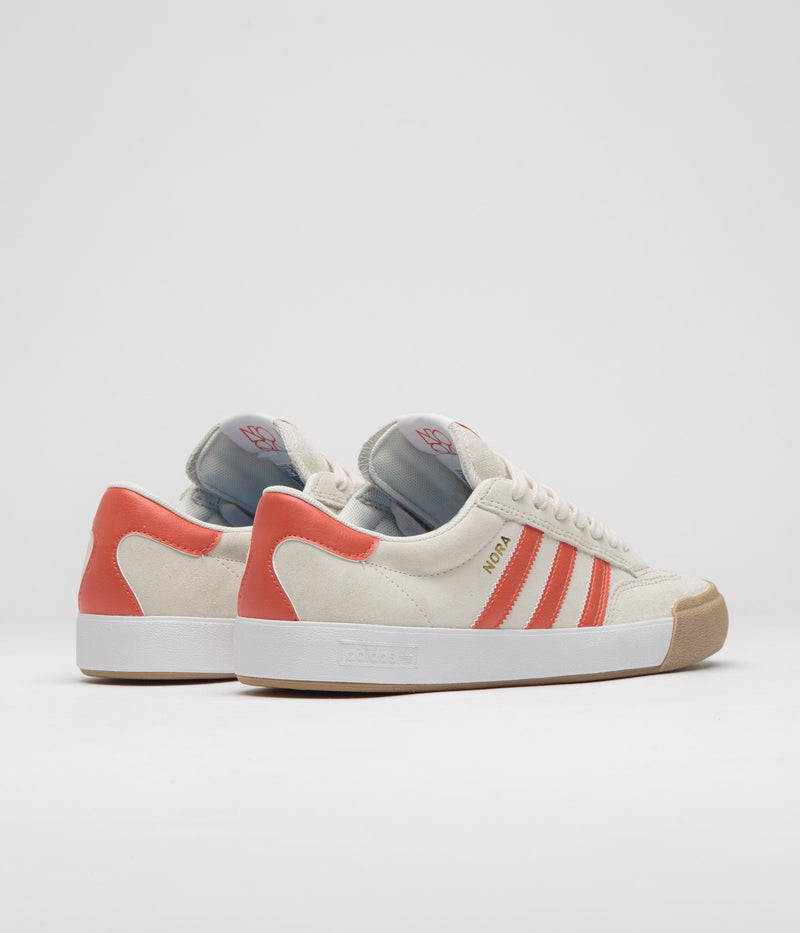 Adidas Nora Shoes in Wonder White and Orange / Gum4