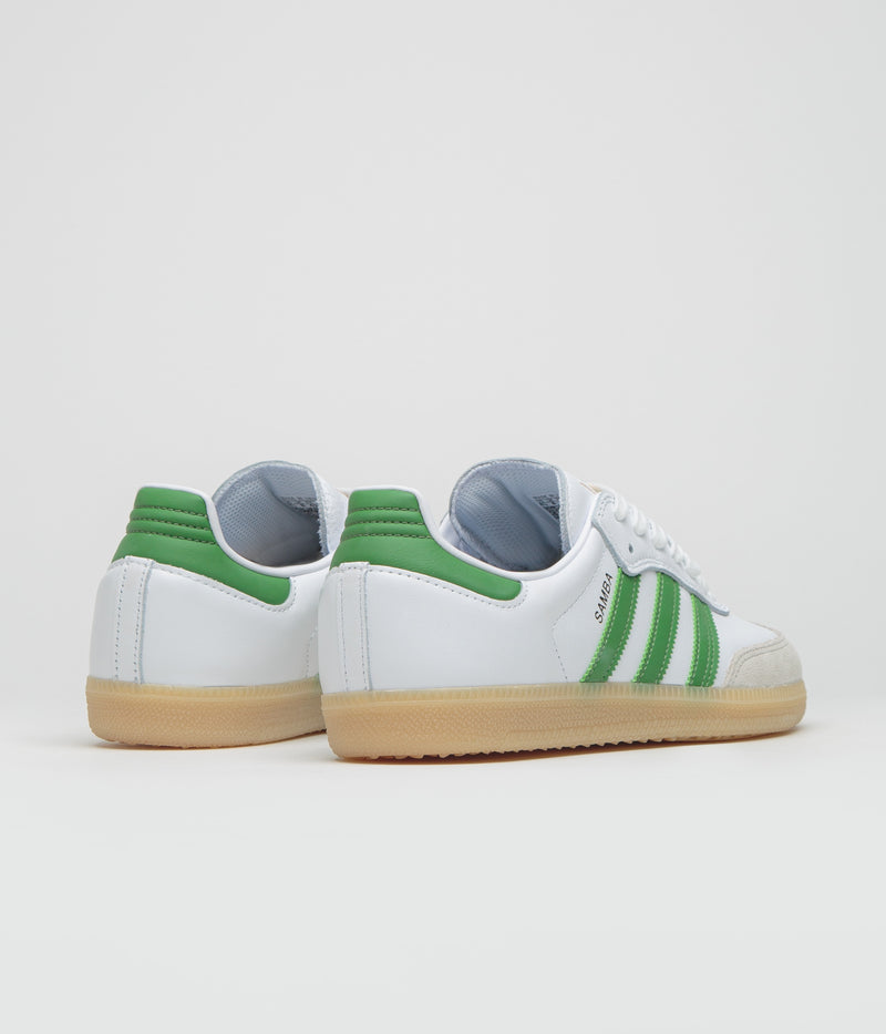Adidas Samba ADV Shoes in FTWR White and Crew Green / Gum3