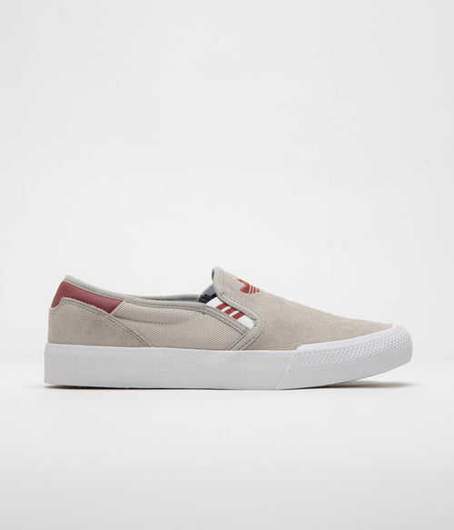 Adidas Shmooofoil Slip-On Shoes in Putty Beige and Preloved Ruby / Wonder Alumina