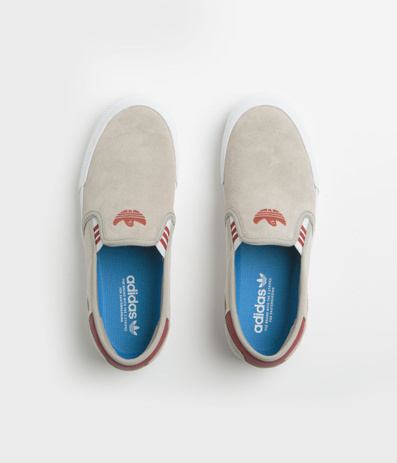 Adidas Shmooofoil Slip-On Shoes in Putty Beige and Preloved Ruby / Wonder Alumina