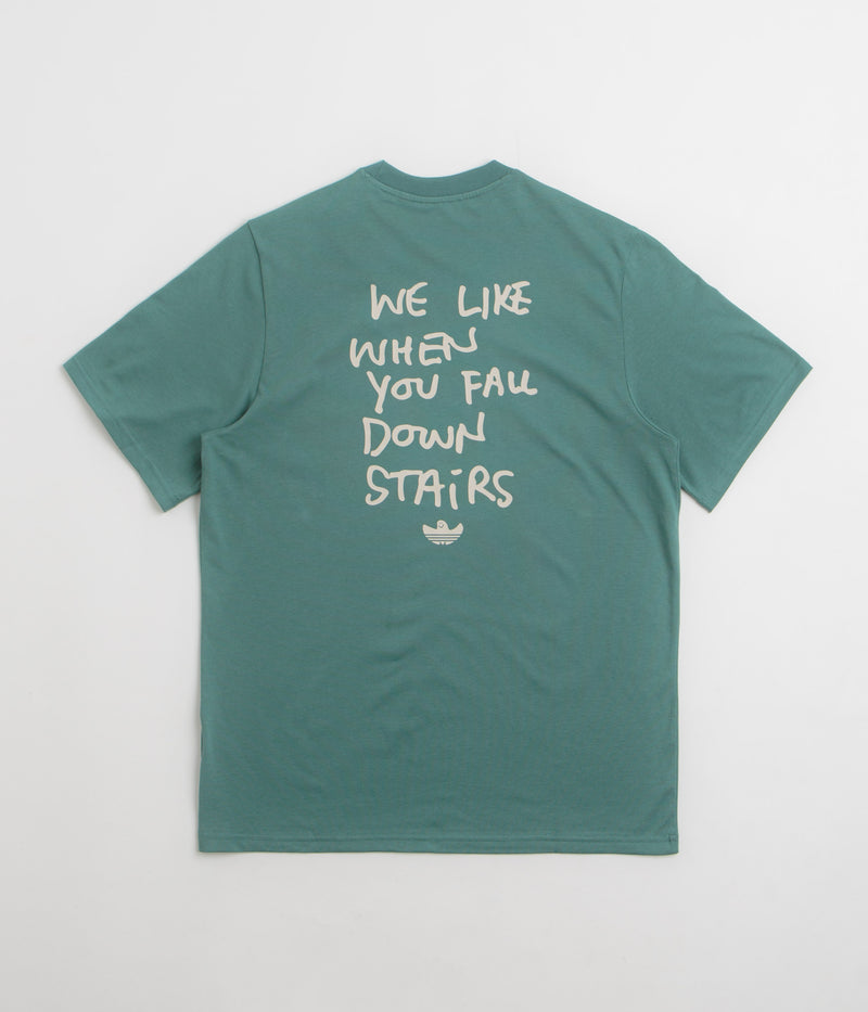 Adidas Shmoofoil Stairs T-Shirt in Preloved Teal and Alumina