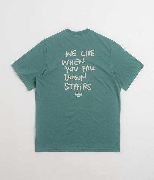 Adidas Shmoofoil Stairs T-Shirt in Preloved Teal and Alumina