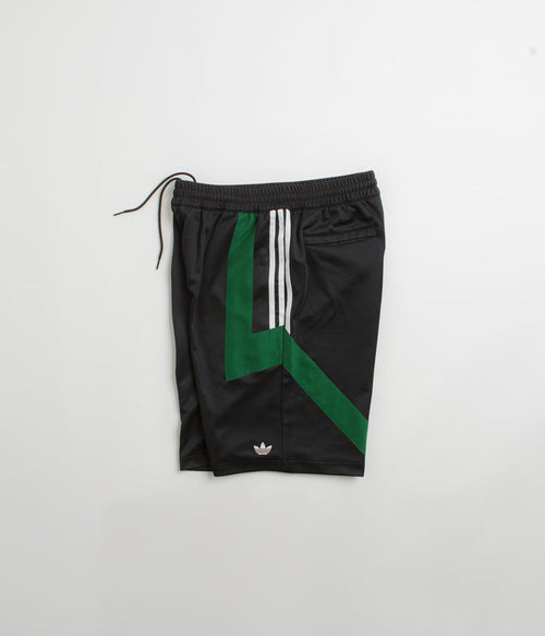 Adidas Skateboarding Football Shorts in Black and Dark Green / White