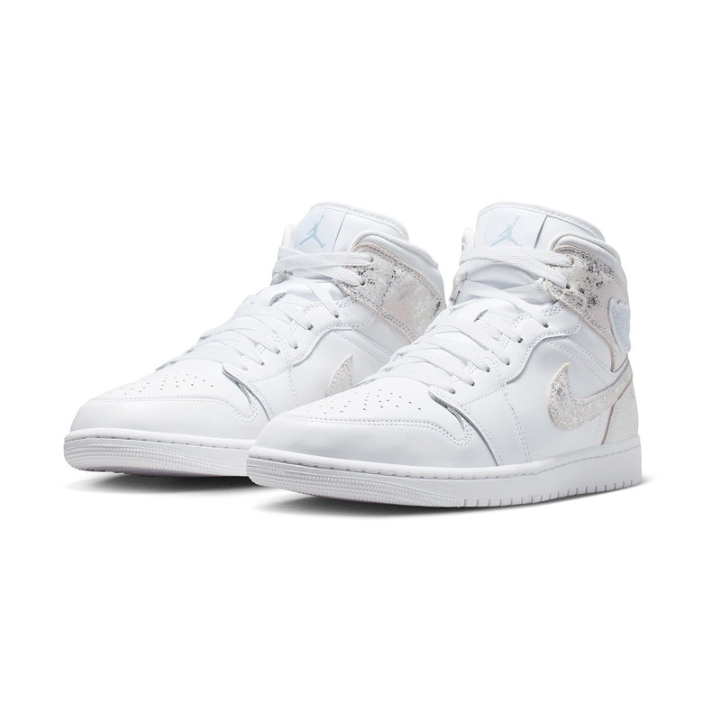 Air Jordan 1 Mid SE 'Distressed White Field Silver' Men's Shoes