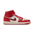 Air Jordan 1 Mid SE 'Red Cracked Leather' Women's Shoes