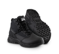A pair of Original SWAT black tactical boots with a polishable toe and side zipper, featuring a non-marking rubber outsole.