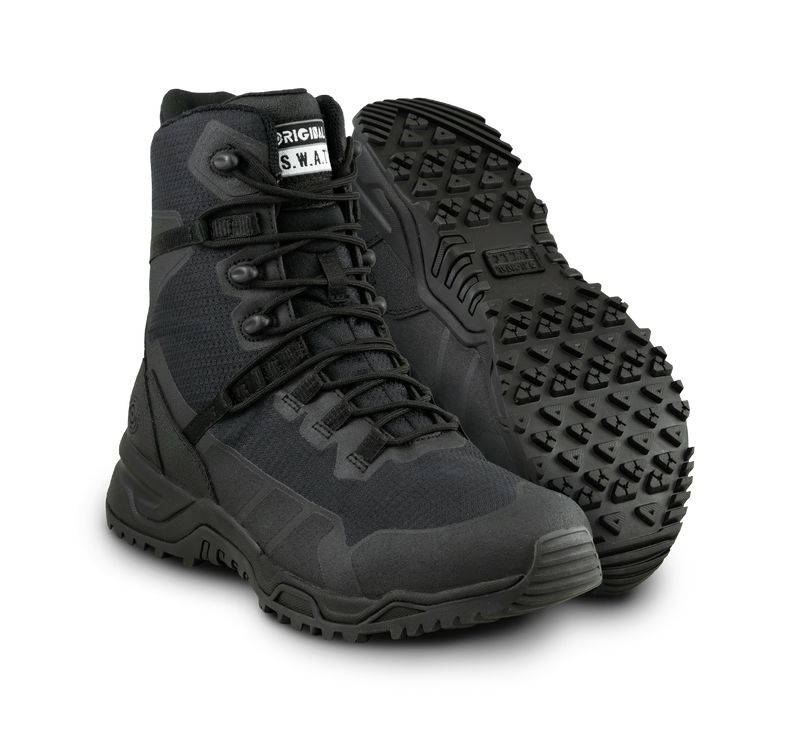 Original SWAT best police boots with a side zipper, featuring a non-marking rubber outsole.