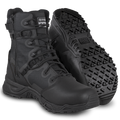 A pair of Original SWAT black Alpha Fury 8 work boots with polishable toe and side zip feature.