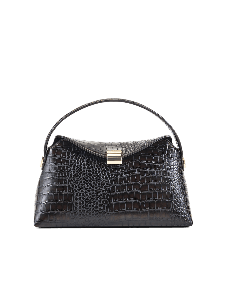 ANNALISE HANDLE BAG - DARK CACAO CROC-Handbags-Billini-Billini