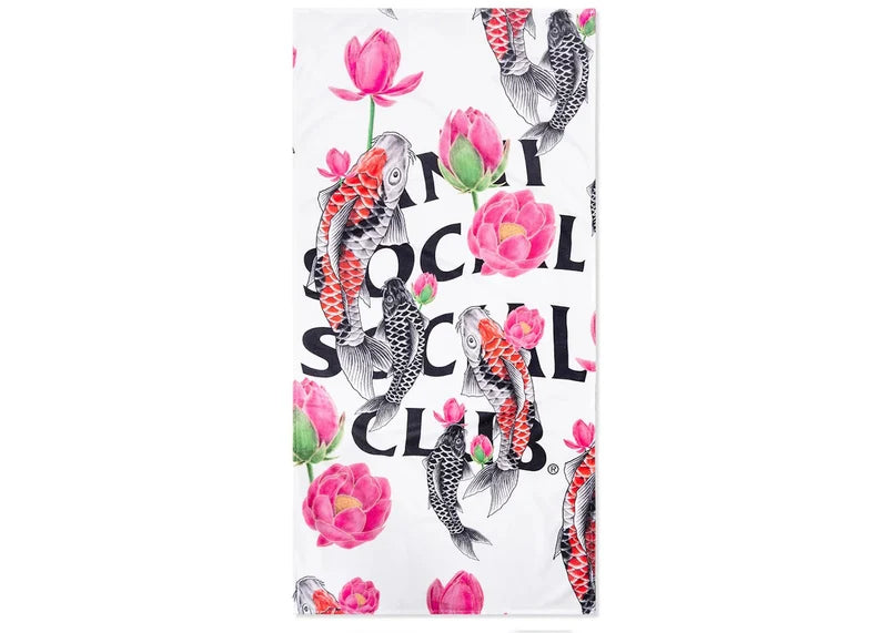 Anti Social Social Club Koi Garden Oversized Beach Towel White