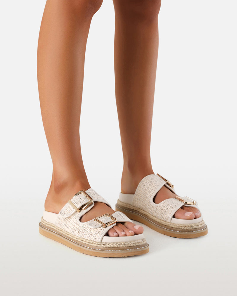 APPLE - CREAM RAFFIA-Sandals-Billini-Billini