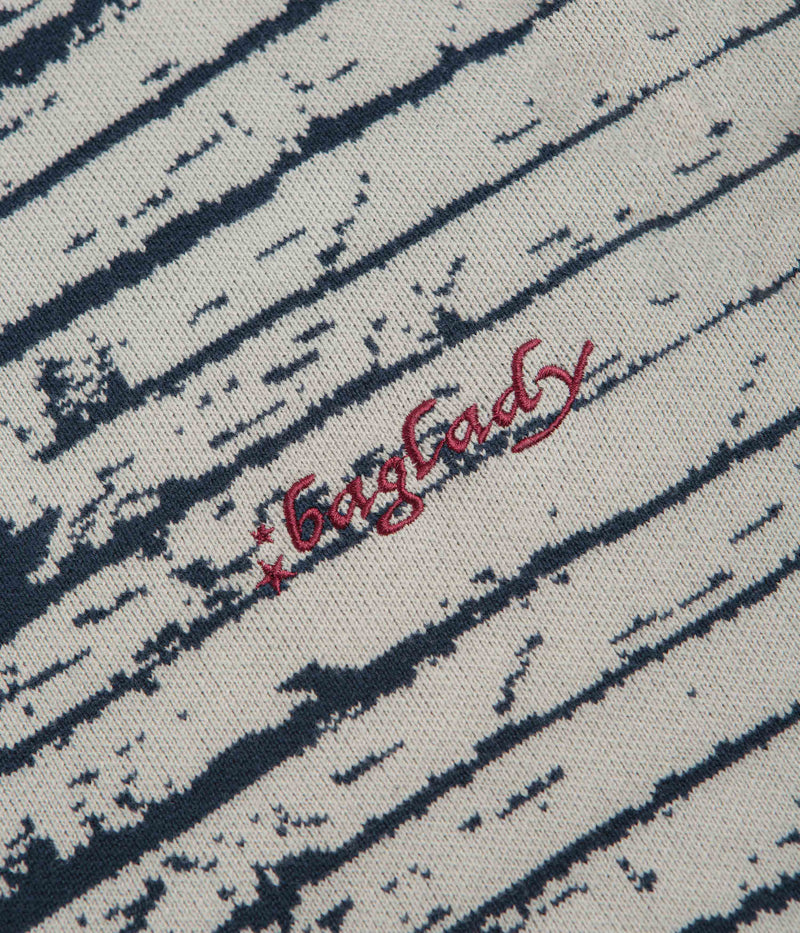 Baglady Cherub Knit Crewneck Sweatshirt in White and Blue