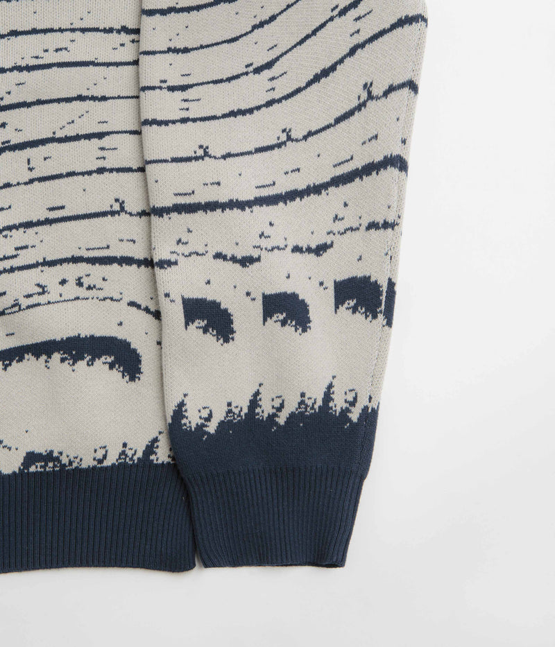 Baglady Cherub Knit Crewneck Sweatshirt in White and Blue