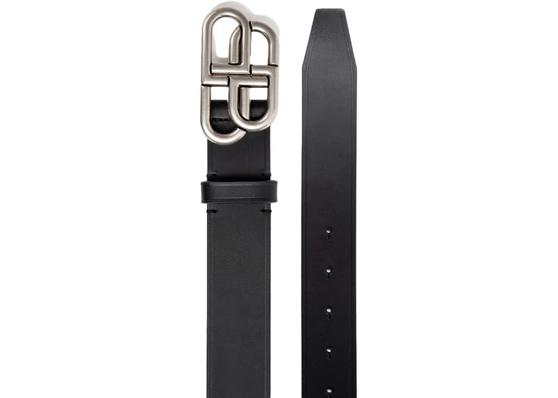 Balenciaga BB Silver-tone Belt Black