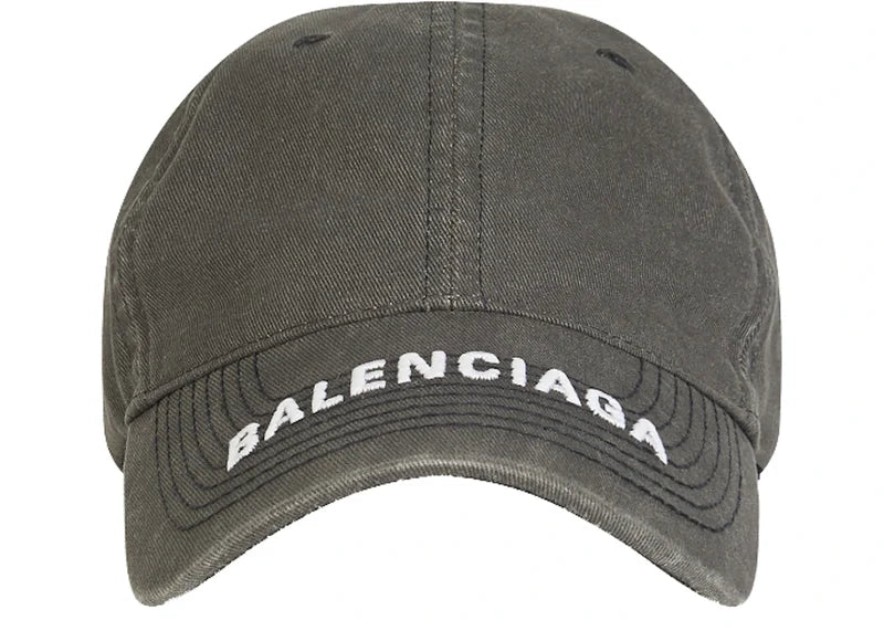 Balenciaga Denim Logo Baseball Velcro Tab Cap Black/White