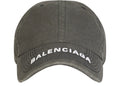 Balenciaga Denim Logo Baseball Velcro Tab Cap Black/White