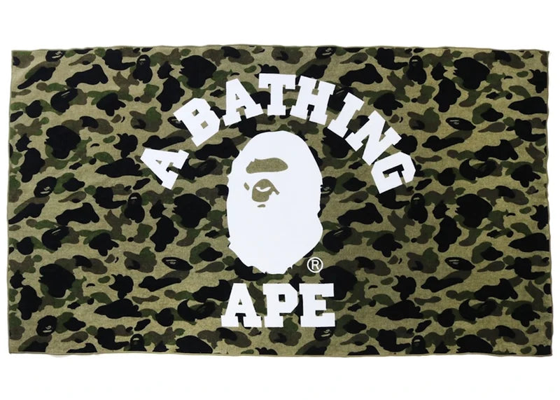 BAPE 1st Camo College Logo Beach Towel Green