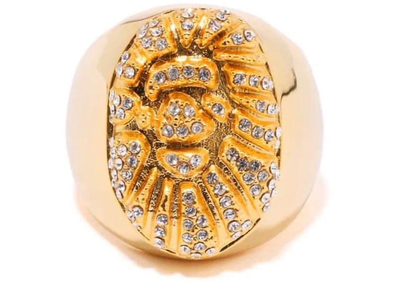 BAPE Ape Head Crystal Stone Ring (FW22) Gold