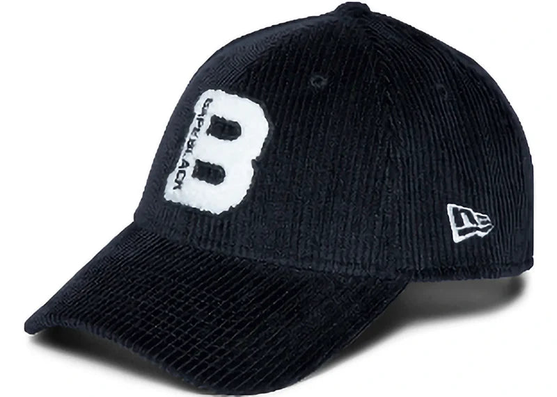 BAPE BLACK Logo Courduroy New Era Cap Black