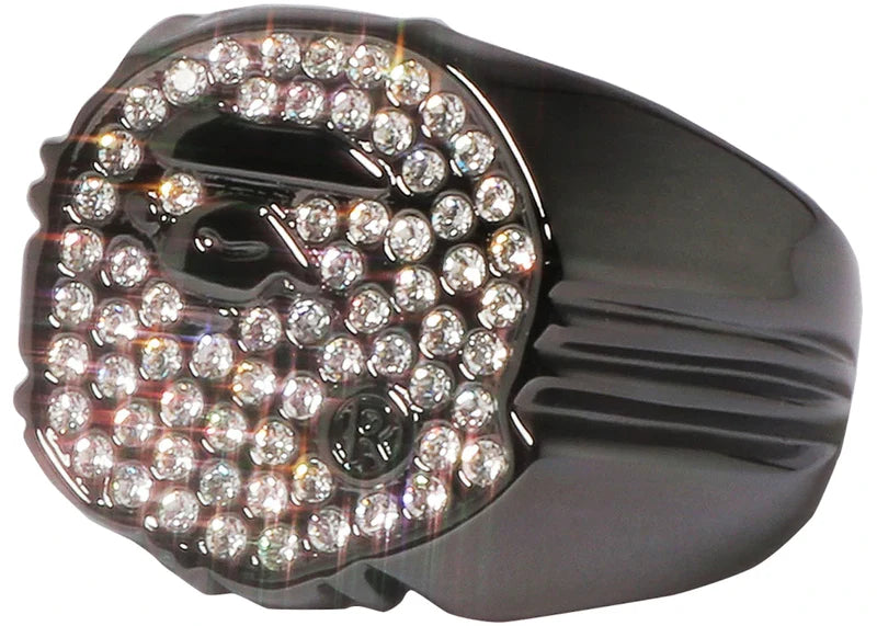 BAPE Rhinestone Ape Head Ring Black