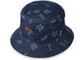 BAPE Shark Pattern Denim Bucket Hat Indigo