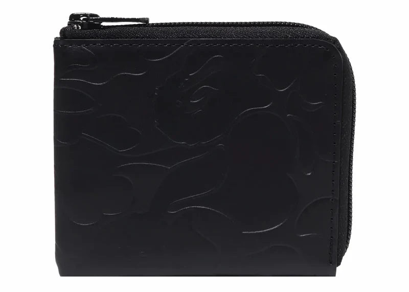 BAPE Solid Camo Leather III Wallet Black