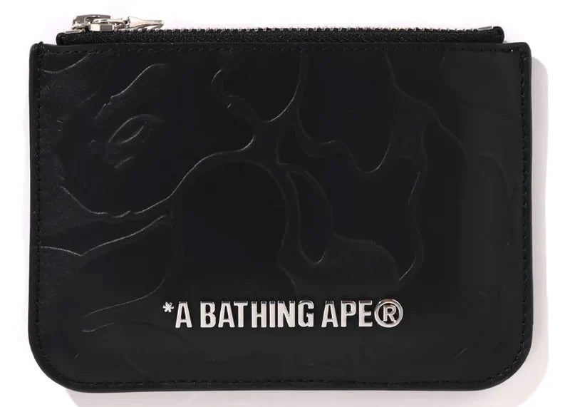 BAPE Solid Camo Leather Pouch Wallet Black
