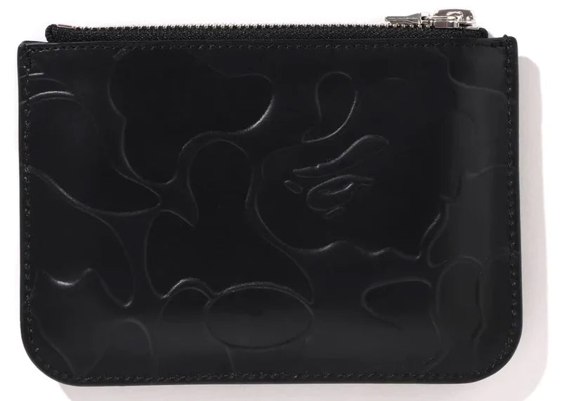 BAPE Solid Camo Leather Pouch Wallet Black