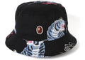 BAPE Tiger Pattern Bucket Hat Black