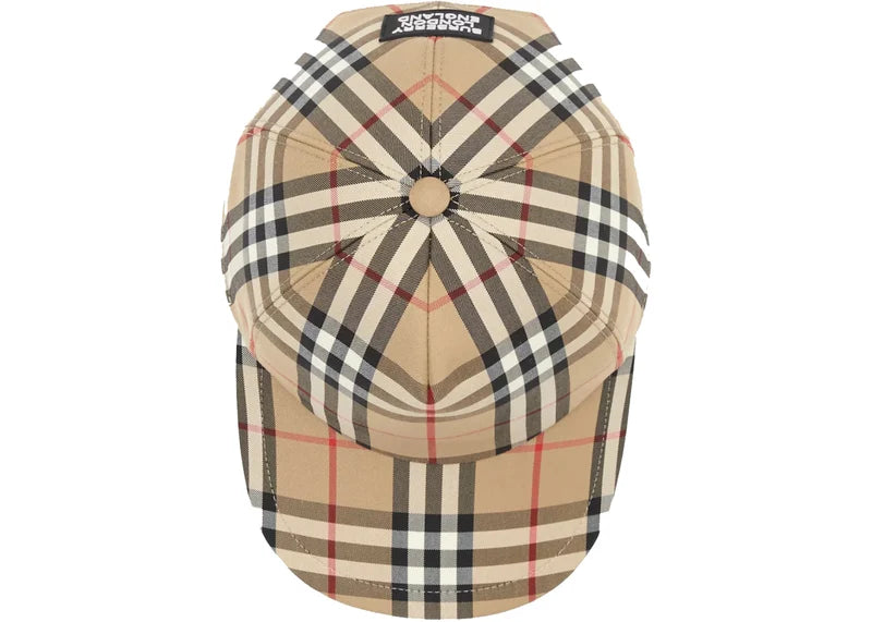 Burberry Logo Applique Vintage Check Baseball Cap Archive Beige