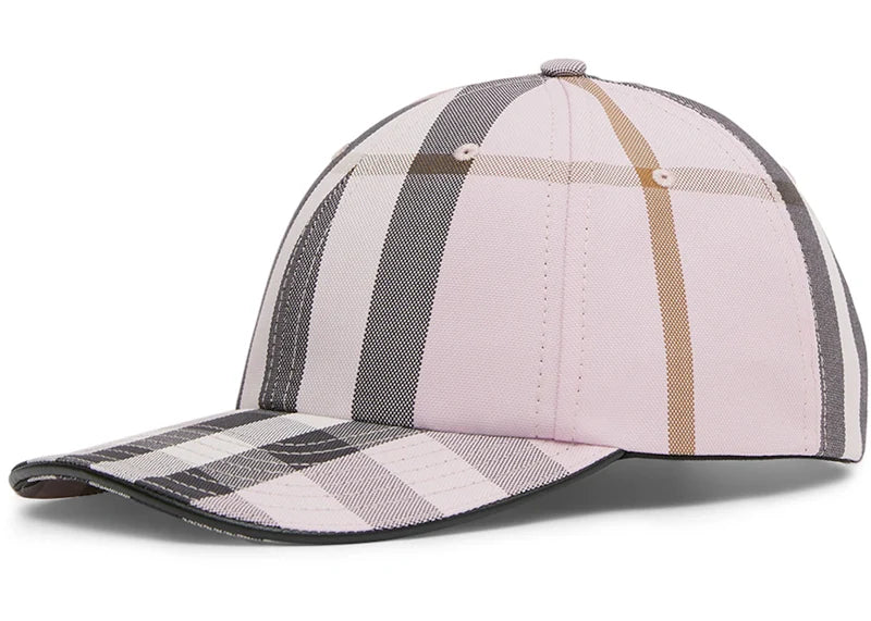 Burberry Logo Detail Check Cotton Baseball Cap Pink/Black