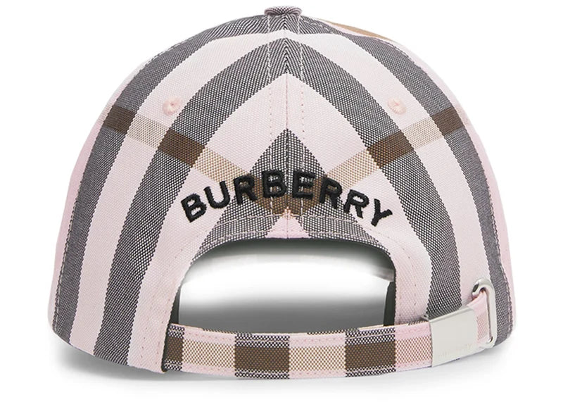 Burberry Logo Detail Check Cotton Baseball Cap Pink/Black