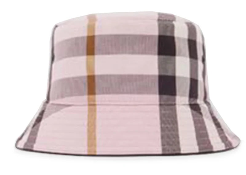 Burberry Logo Detail Check Cotton Bucket Hat Pink/Black