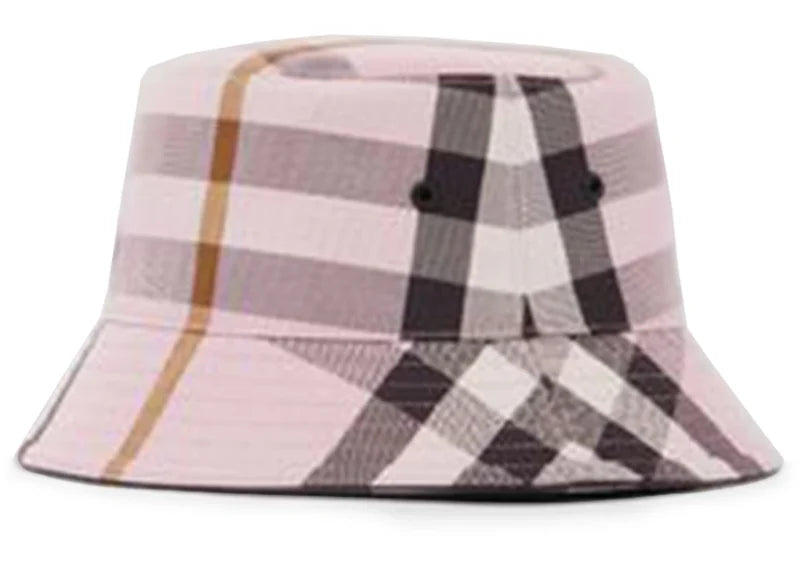 Burberry Logo Detail Check Cotton Bucket Hat Pink/Black