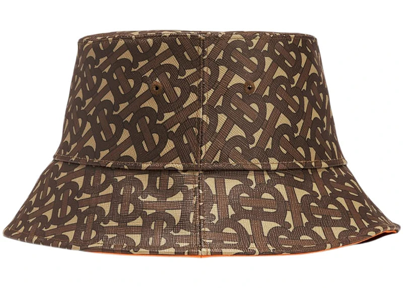 Burberry Monogram Print Bucket Hat Brown