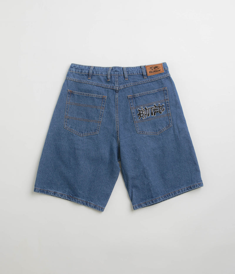 Butter Goods Ink Denim Shorts in Worn Blue