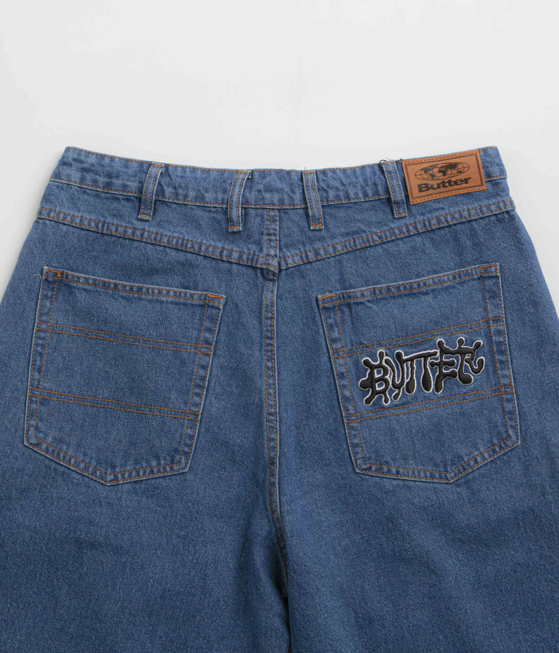 Butter Goods Ink Denim Shorts in Worn Blue