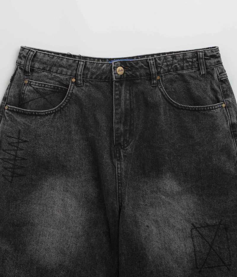 Butter Goods Stitch Denim Shorts in Distressed Grey