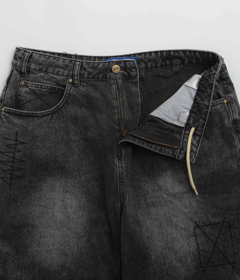 Butter Goods Stitch Denim Shorts in Distressed Grey