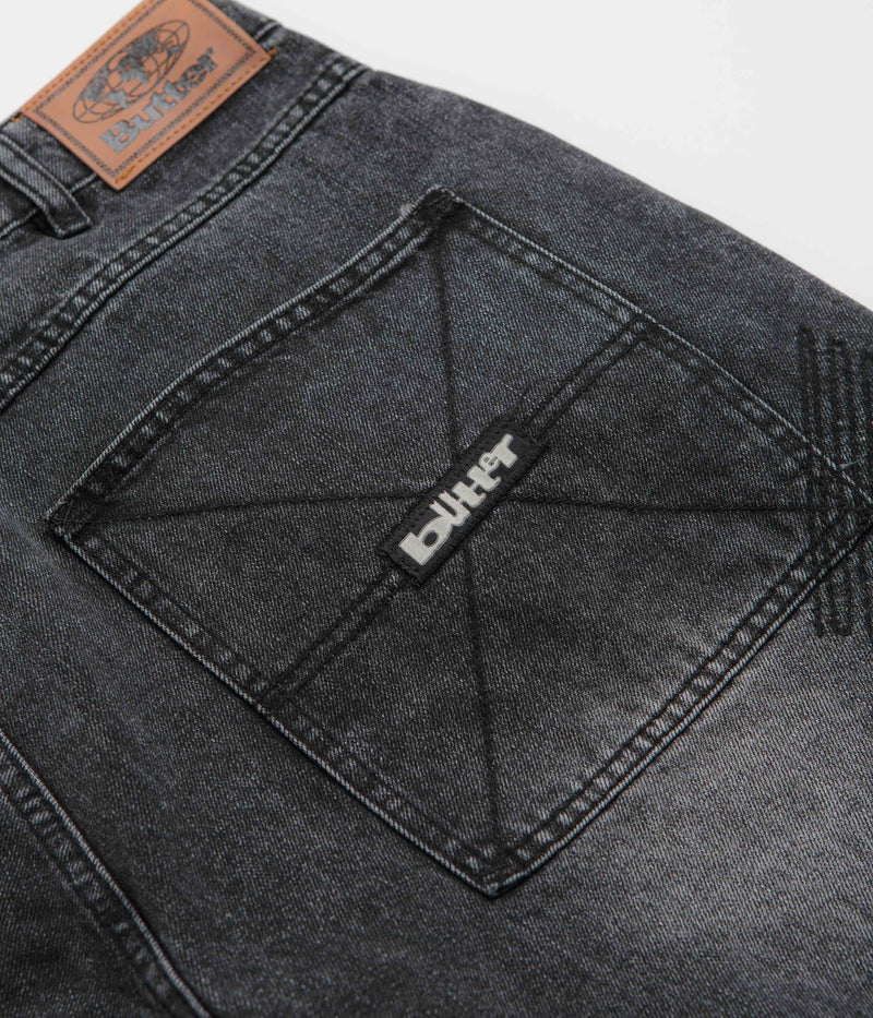 Butter Goods Stitch Denim Shorts in Distressed Grey