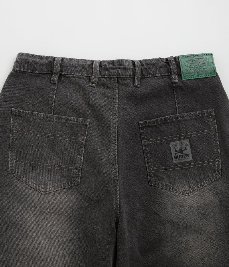 Butter Goods Wide Cut Jeans in Washed Black