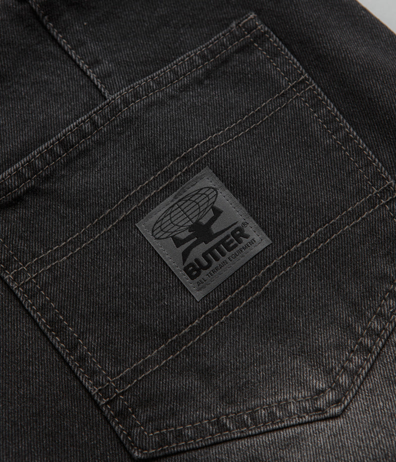 Butter Goods Wide Cut Jeans in Washed Black