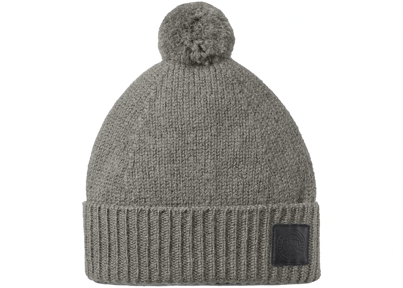 Canada Goose Leather Patch Pom Toque Heather Grey