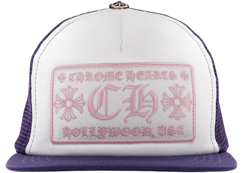 Chrome Hearts CH Hollywood Trucker Hat Purple/White/Pink