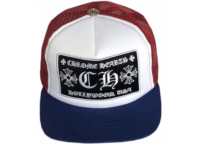 Chrome Hearts CH Hollywood Trucker Hat Red/White/Blue