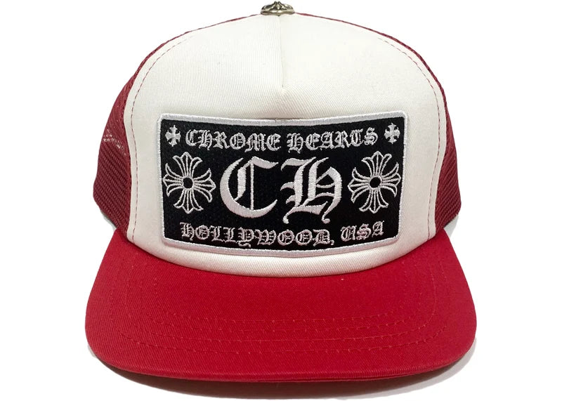 Chrome Hearts CH Hollywood Trucker Hat Red/White